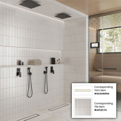 White 1.25x8 Matte Glossy Ceramic Bullnose Tile Trim (10 pack, 0.667 sq ft/case)
