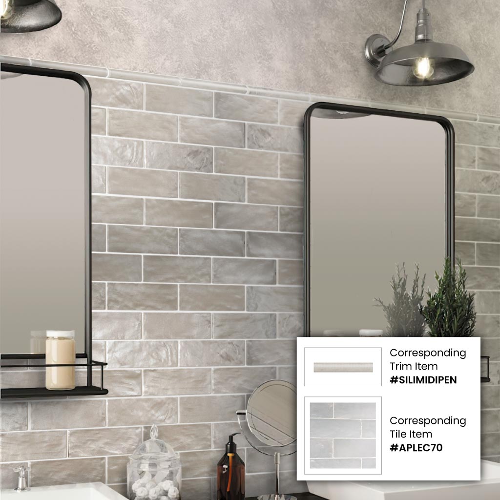 Light Tea Green 2.5x8 Glossy Matte Subway Ceramic Tile (38 pack, 5.38 sq ft/case) - Sample