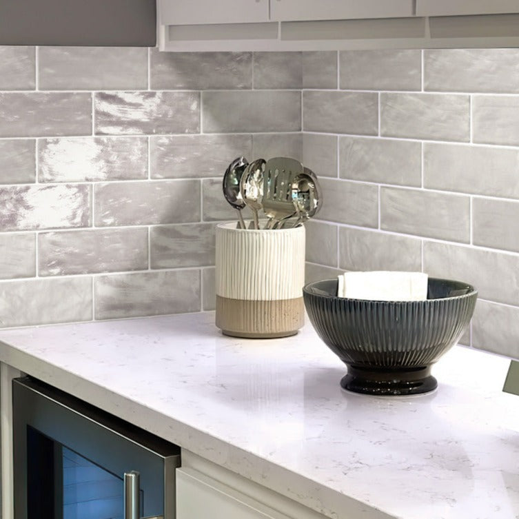 Grayish Blue 2.5x8 Glossy Matte Subway Ceramic Tile (38 pack, 5.38 sq ft/case) - Sample