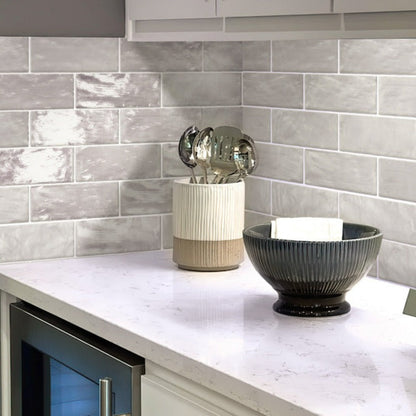 Grayish Blue 2.5x8 Glossy Matte Subway Ceramic Tile (38 pack, 5.38 sq ft/case) - Sample