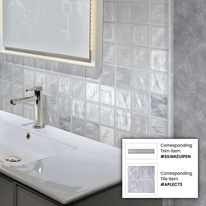 Grayish Blue 1.25x8 Matte Glossy Ceramic Bullnose Tile Trim (10 pack, 0.667 sq ft/case) - Sample