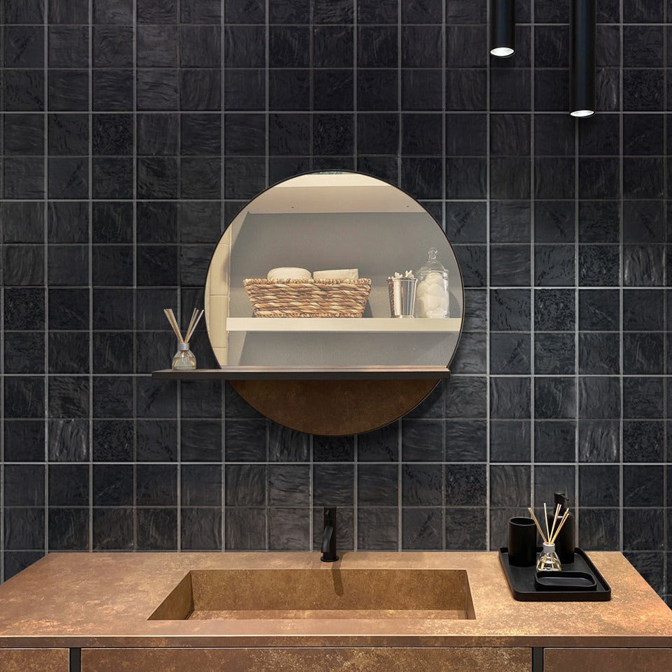 Black 4x4 Glossy Matte Subway Ceramic Tile (50 pack, 5.38 sq ft/case) - Sample