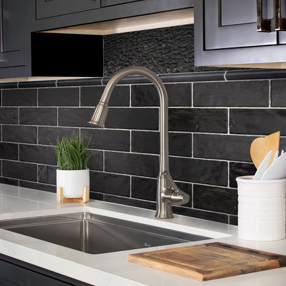 Black 2.5x8 Glossy Matte Subway Ceramic Tile (38 pack, 5.38 sq ft/case)