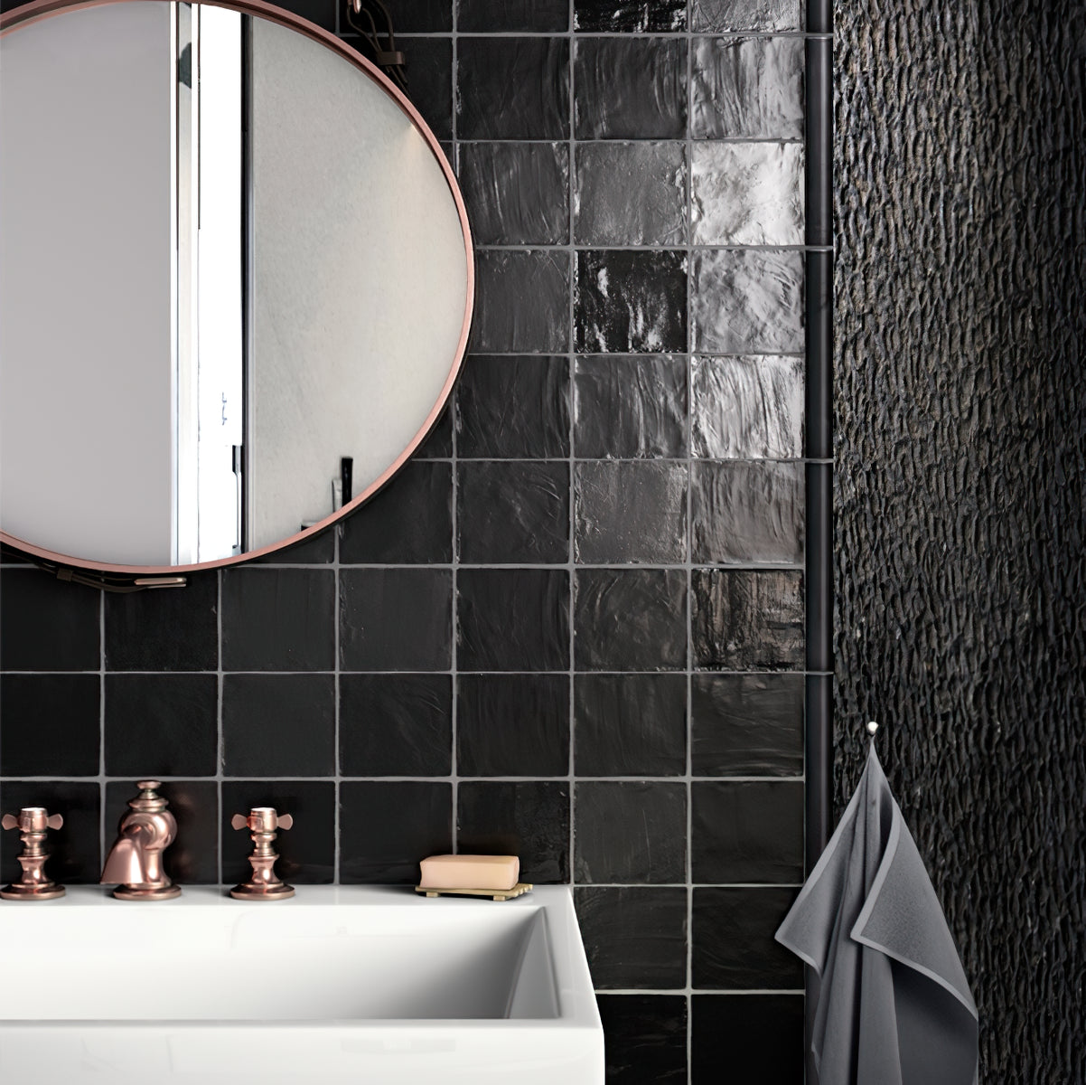 Black 4x4 Glossy Matte Subway Ceramic Tile (50 pack, 5.38 sq ft/case) - Sample