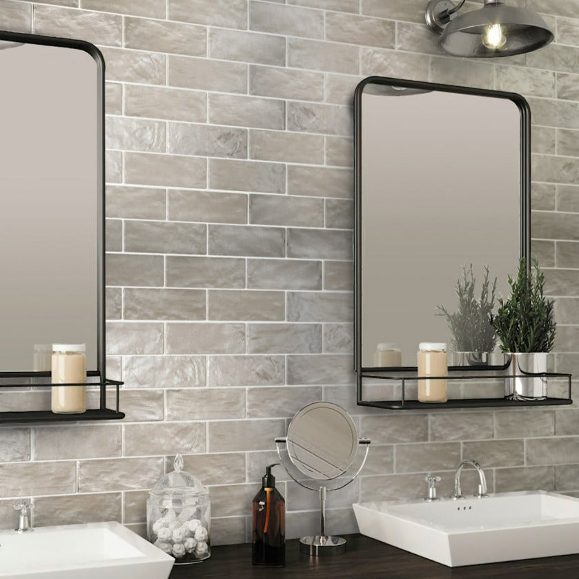 Light Tea Green 2.5x8 Glossy Matte Subway Ceramic Tile (38 pack, 5.38 sq ft/case) - Sample