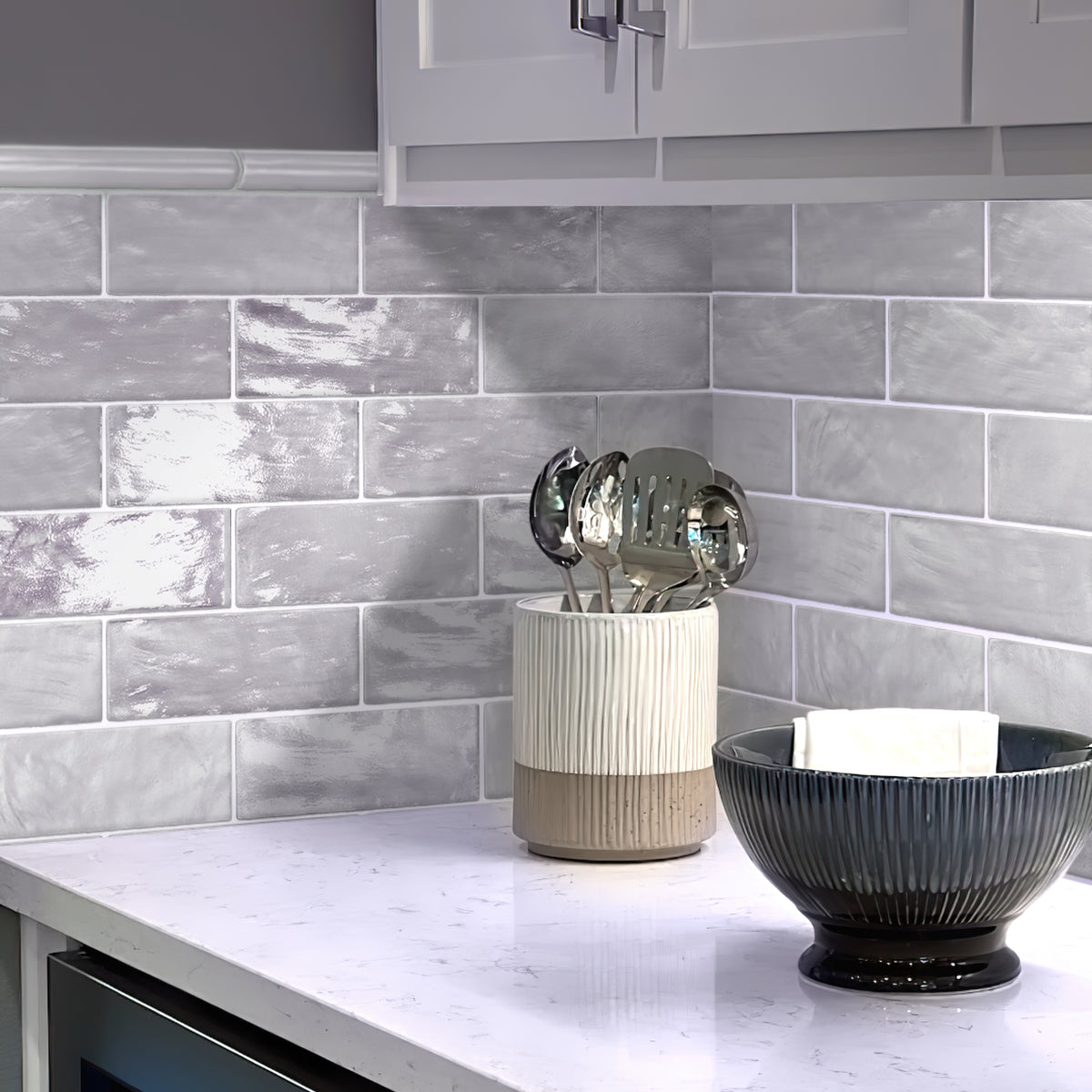 Grayish Blue 2.5x8 Glossy Matte Subway Ceramic Tile (38 pack, 5.38 sq ft/case) - Sample