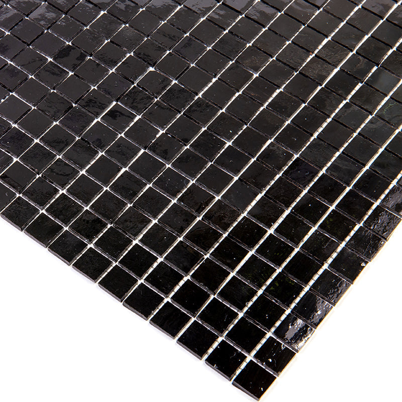 Black 12x12 Glossy Uniform Square Glass Mosaic Tile (20 pack, 18.69 sq ft/case)