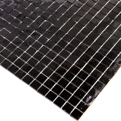 Black 12x12 Glossy Uniform Square Glass Mosaic Tile (20 pack, 18.69 sq ft/case)
