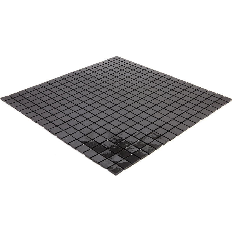 Black 12x12 Glossy Uniform Square Glass Mosaic Tile (20 pack, 18.69 sq ft/case)
