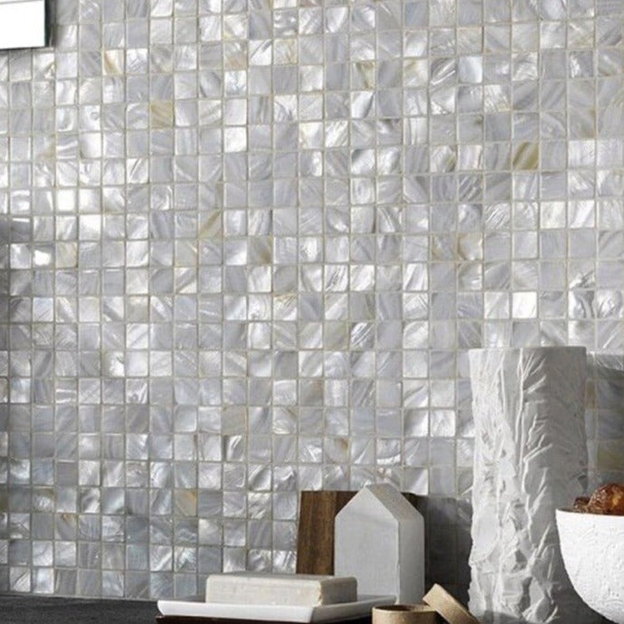 Shell White 12x12 Polished Square Shell Mother of Pearl Mosaic Tile (20 pack, 20 sq ft/case)