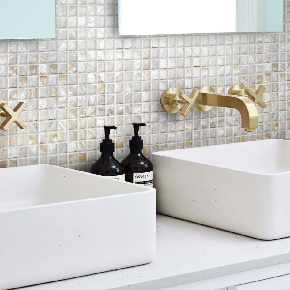 Shell White 12x12 Polished Square Shell Mother of Pearl Mosaic Tile (20 pack, 20 sq ft/case)