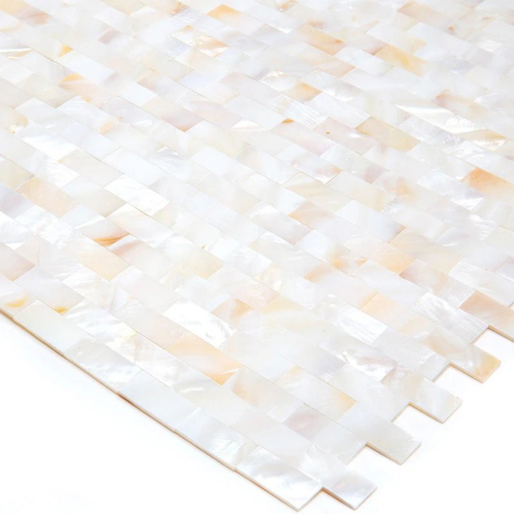 Shell White 11x12 Polished Brick Shell Mother of Pearl Mosaic Tile (20 pack, 18.52 sq ft/case)