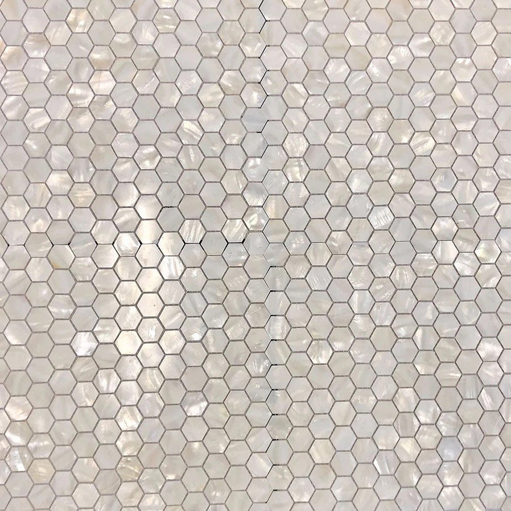 Chiffon White 12x12 Polished Hexagon Shell Mother of Pearl Mosaic Tile (20 pack, 18.69 sq ft/case)