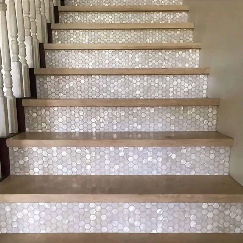 Chiffon White 12x12 Polished Hexagon Shell Mother of Pearl Mosaic Tile (20 pack, 18.69 sq ft/case) - Sample