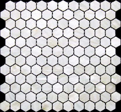 Chiffon White 12x12 Polished Hexagon Shell Mother of Pearl Mosaic Tile (20 pack, 18.69 sq ft/case) - Sample