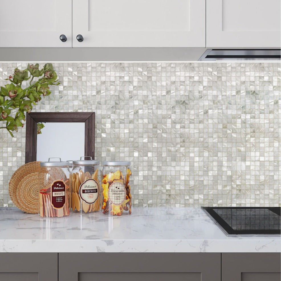 Shell White 12x12 Polished Square Shell Mother of Pearl Mosaic Tile (20 pack, 19.34 sq ft/case)