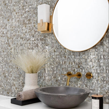 Brown 12x12 Polished Square Shell Mother of Pearl Mosaic Tile (20 pack, 19.34 sq ft/case)