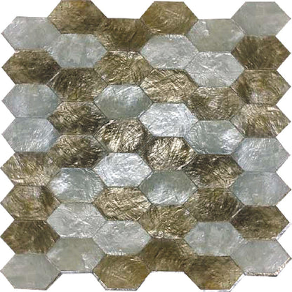 Silver Gold 10x11 Polished Hexagon Shell Mother of Pearl Mosaic Tile (20 pack, 15.89 sq ft/case)