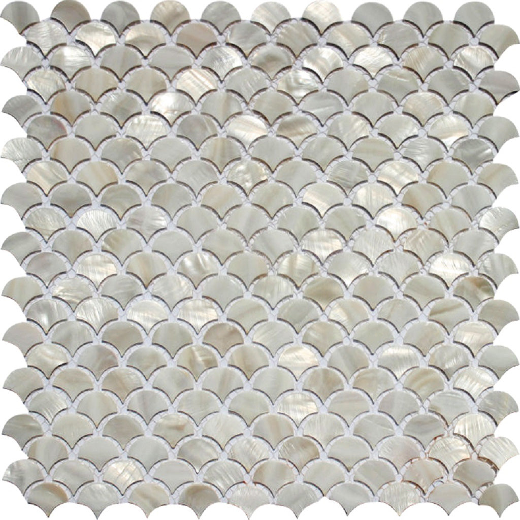Chiffon White 12x12 Polished Arabesque Shell Mother of Pearl Mosaic Tile (20 pack, 19.34 sq ft/case)