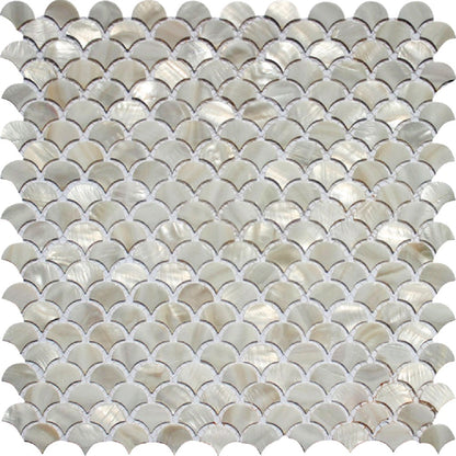 Chiffon White 12x12 Polished Arabesque Shell Mother of Pearl Mosaic Tile (20 pack, 19.34 sq ft/case)