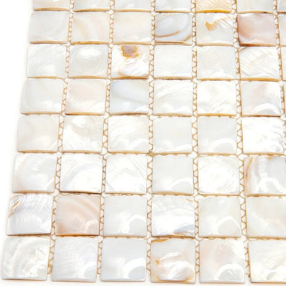 Shell White 12x12 Polished Square Shell Mother of Pearl Mosaic Tile (20 pack, 20 sq ft/case) - Sample