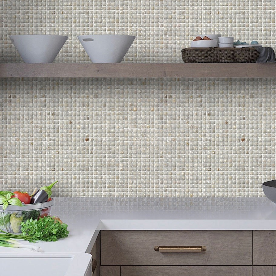 Shell White 12x12 Polished Square Shell Mother of Pearl Mosaic Tile (20 pack, 20 sq ft/case)