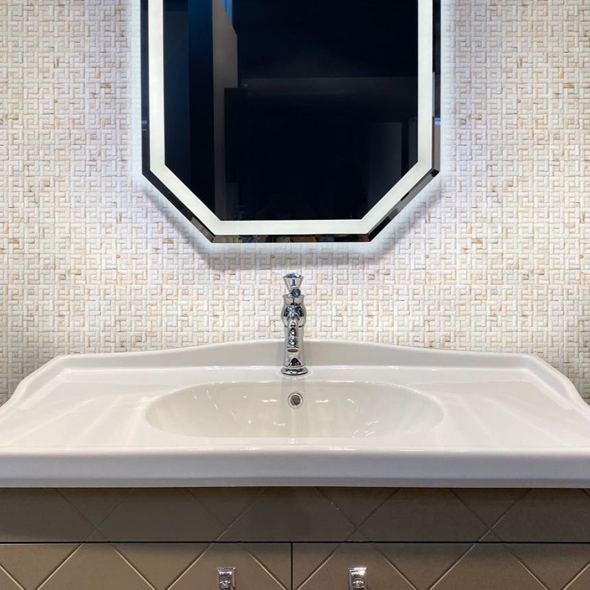Beige White 12x12 Polished Brick Shell Mother of Pearl Mosaic Tile (20 pack, 19.0125 sq ft/case)