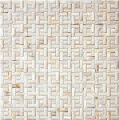 Beige White 12x12 Polished Brick Shell Mother of Pearl Mosaic Tile (20 pack, 19.0125 sq ft/case) - Sample