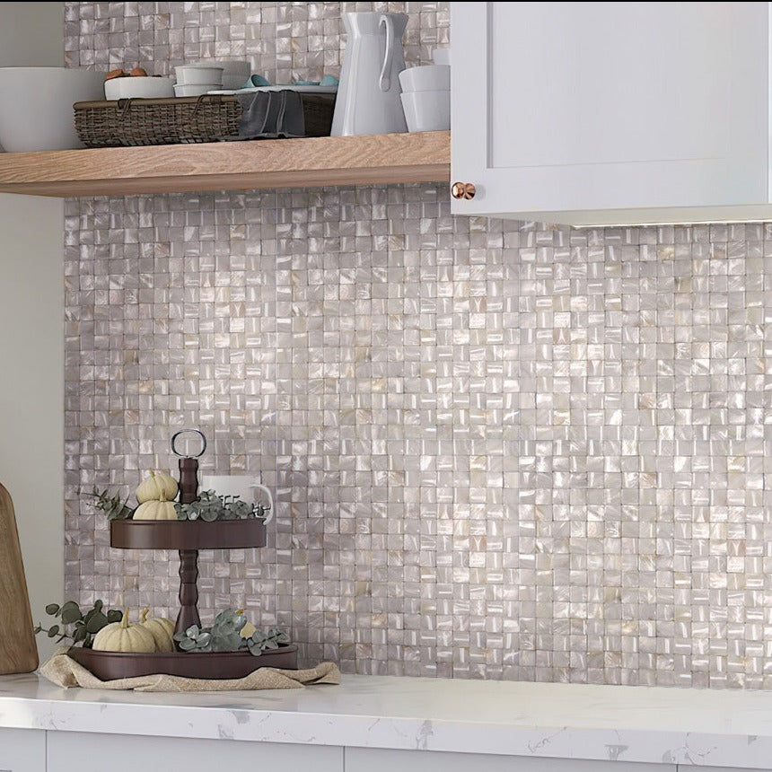Shell White 12x12 Polished Shell Mother of Pearl Mosaic Tile (20 pack, 19.34 sq ft/case)