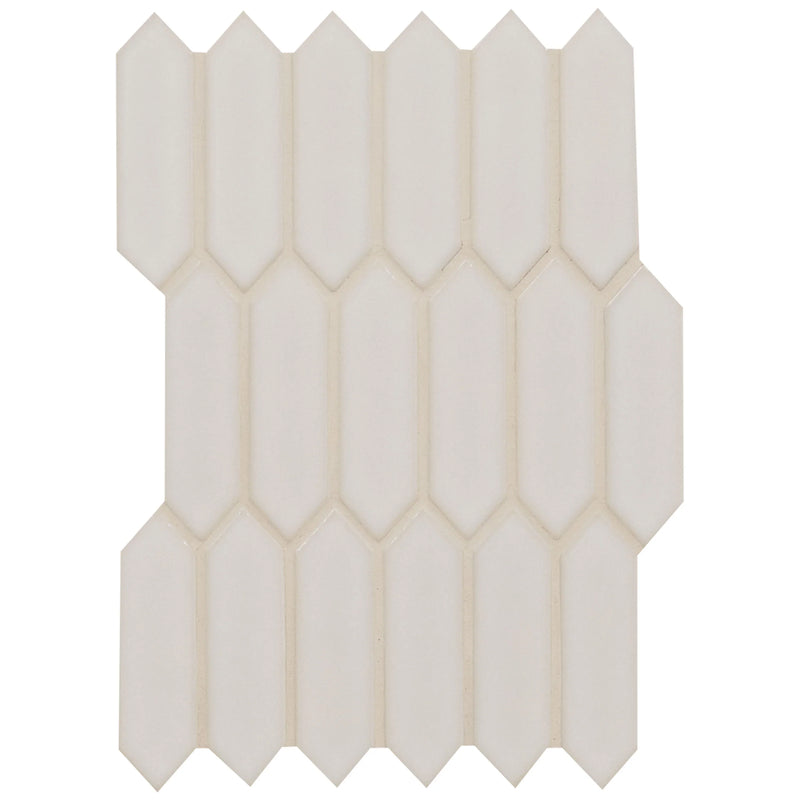 MSI Antique White Picket Glossy Ceramic Mosaic Wall Tile 10"x15"