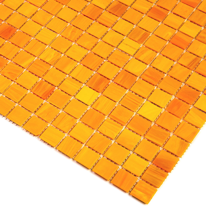 Honey Orange 12x12 Glossy Uniform Square Glass Mosaic Tile (20 pack, 20 sq ft/case) - Sample