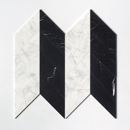 Black Honed Chevron Marble Tile