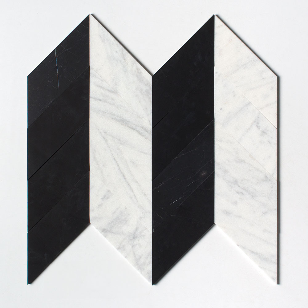Black Honed Chevron Marble Tile