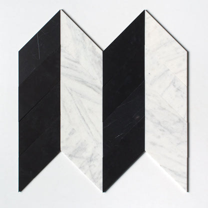 Black Honed Chevron Marble Tile