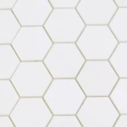 Snow White 12x12 Honed Hexagon Thassos Marble Mosaic Tile (5 pack, 4.83 sq ft/case)