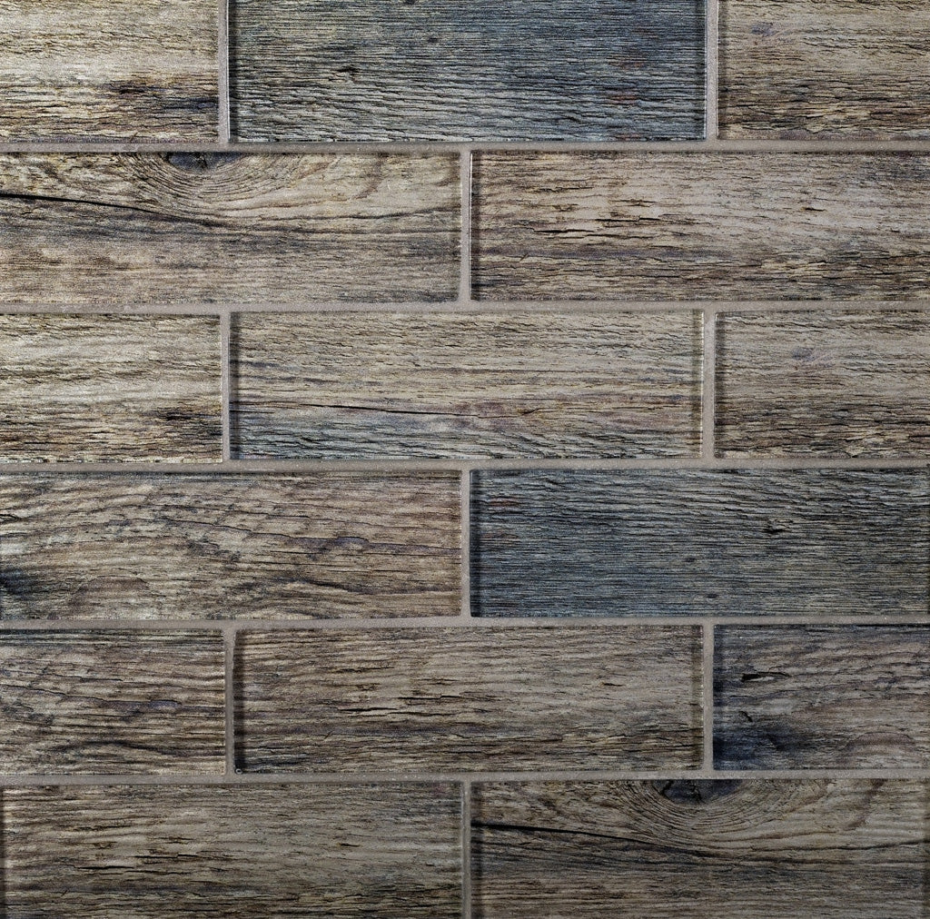 Wooden Brown 12x12 Glossy Brick Glass Mosaic Tile (5 pack, 4.83 sq ft/case)