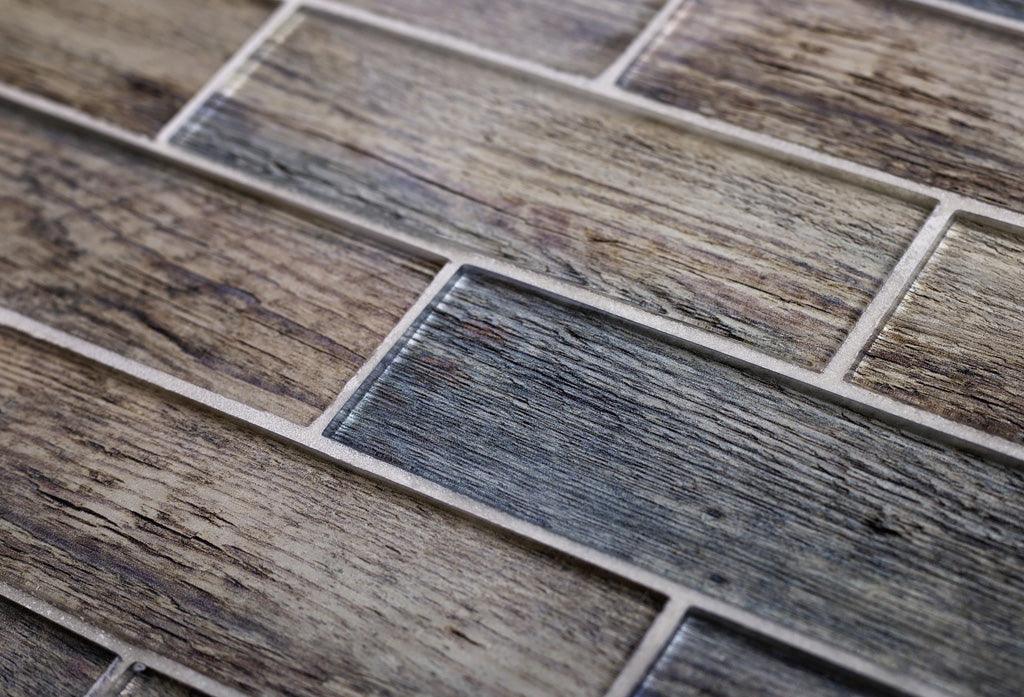 Wooden Brown 12x12 Glossy Brick Glass Mosaic Tile (5 pack, 4.83 sq ft/case)