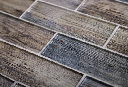 Wooden Brown 12x12 Glossy Brick Glass Mosaic Tile (5 pack, 4.83 sq ft/case)