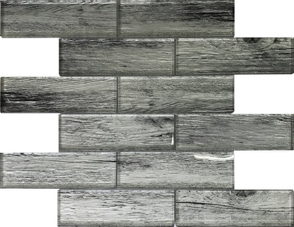 Light Gray 12x12 Glossy Brick Glass Mosaic Tile (5 pack, 4.83 sq ft/case)