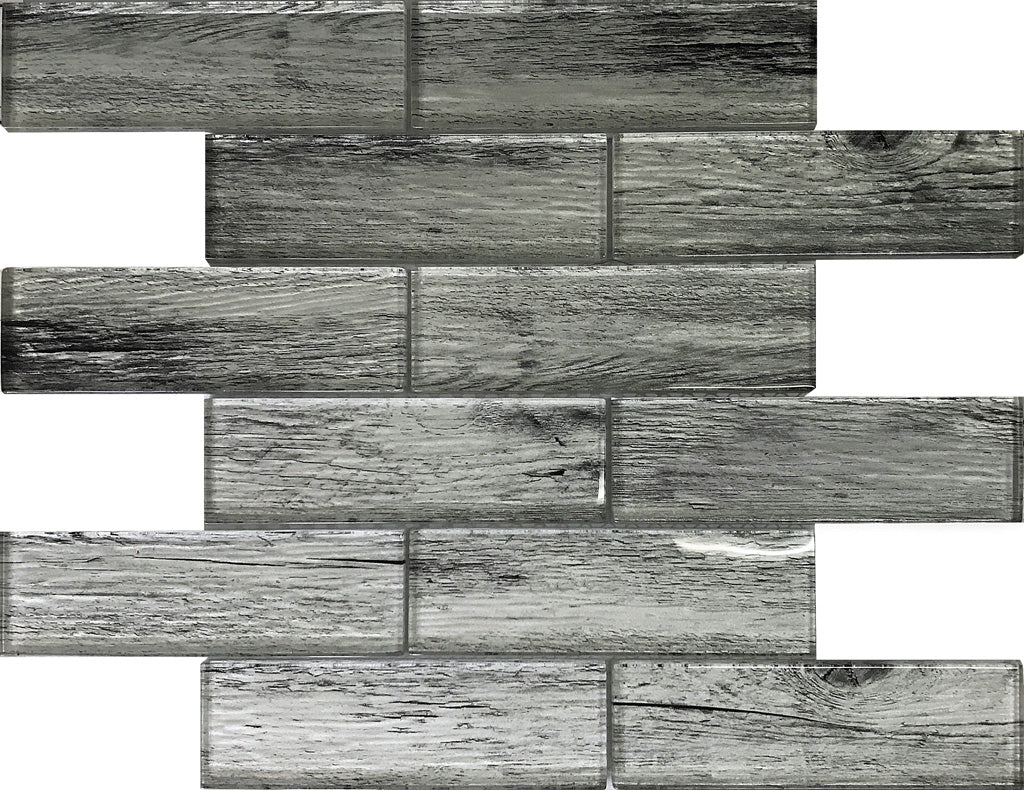 Light Gray 12x12 Glossy Brick Glass Mosaic Tile (5 pack, 4.83 sq ft/case) - Sample