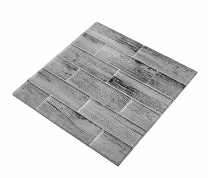 Light Gray 12x12 Glossy Brick Glass Mosaic Tile (5 pack, 4.83 sq ft/case) - Sample