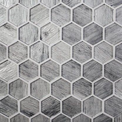 Light Gray 12x12 Glossy Hexagon Glass Mosaic Tile (5 pack, 4.83 sq ft/case)