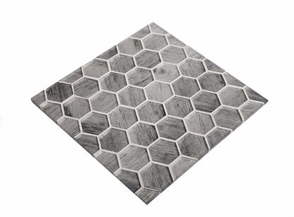 Light Gray 12x12 Glossy Hexagon Glass Mosaic Tile (5 pack, 4.83 sq ft/case) - Sample