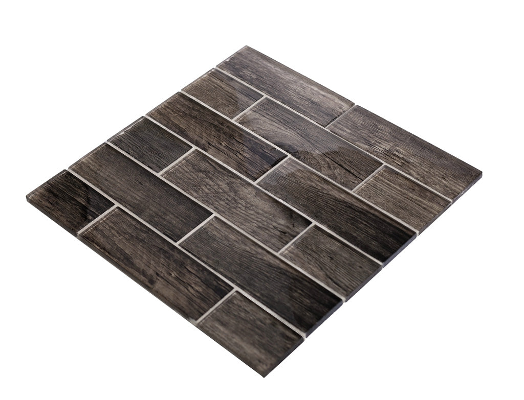 Brown 12x12 Glossy Brick Glass Mosaic Tile (5 pack, 4.83 sq ft/case) - Sample