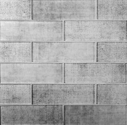 Gray 12x12 Glass Glossy Brick Mosaic Tile (5 pack, 4.83 sq ft/case) - Sample