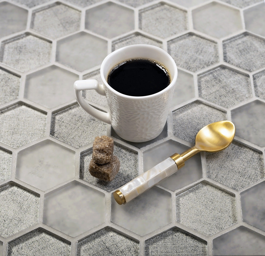 Gray 12x12 Glossy Hexagon Glass Mosaic Tile (5 pack, 4.83 sq ft/case)
