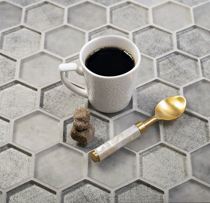 Gray 12x12 Glossy Hexagon Glass Mosaic Tile (5 pack, 4.83 sq ft/case) - Sample