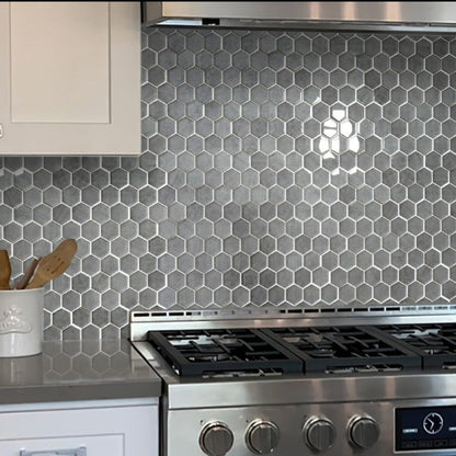 Gray 12x12 Glossy Hexagon Glass Mosaic Tile (5 pack, 4.83 sq ft/case)