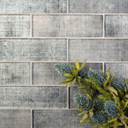 Coin Gray 12x12 Glossy Brick Glass Mosaic Tile (5 pack, 4.83 sq ft/case)