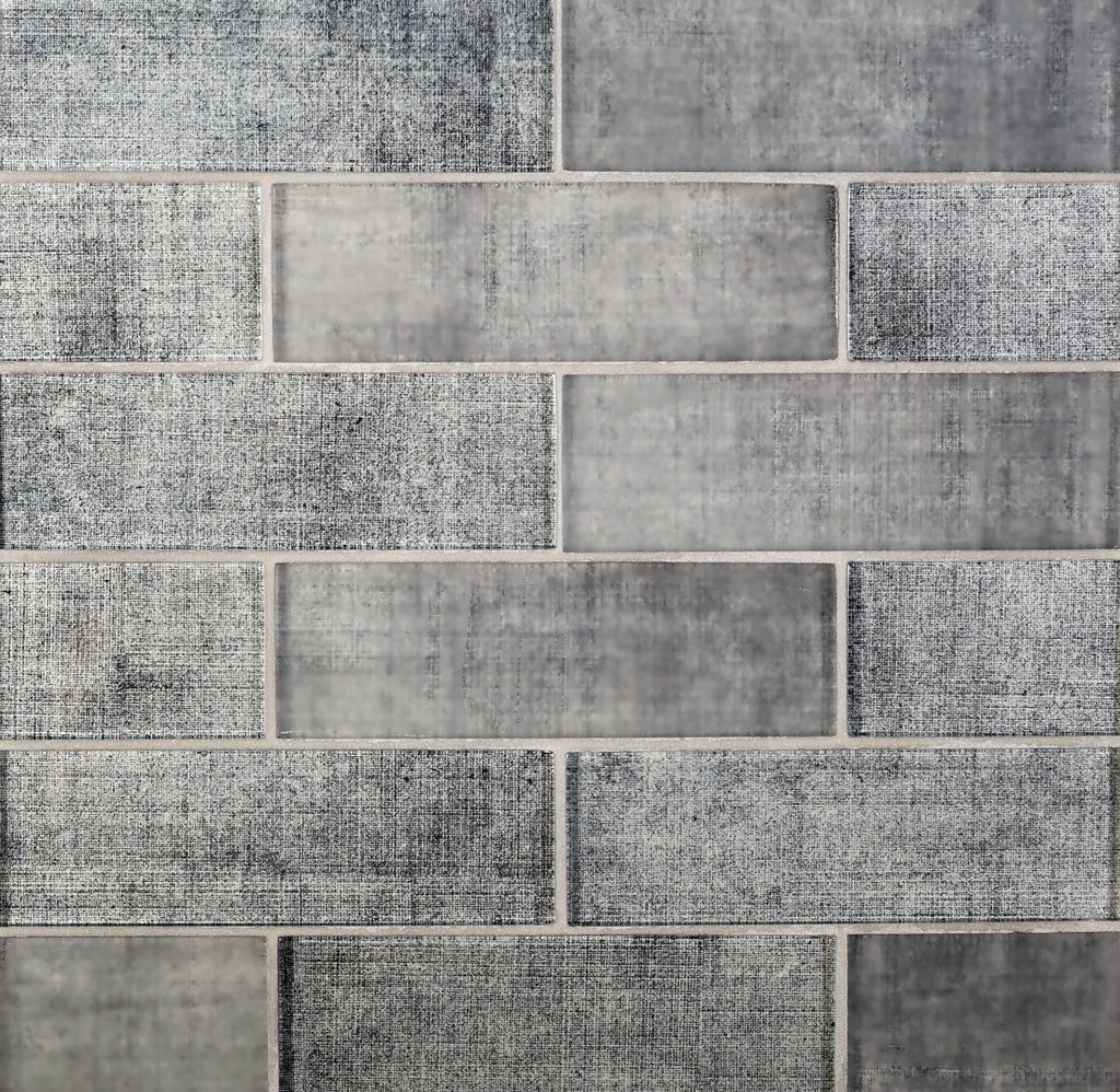 Coin Gray 12x12 Glossy Brick Glass Mosaic Tile (5 pack, 4.83 sq ft/case) - Sample